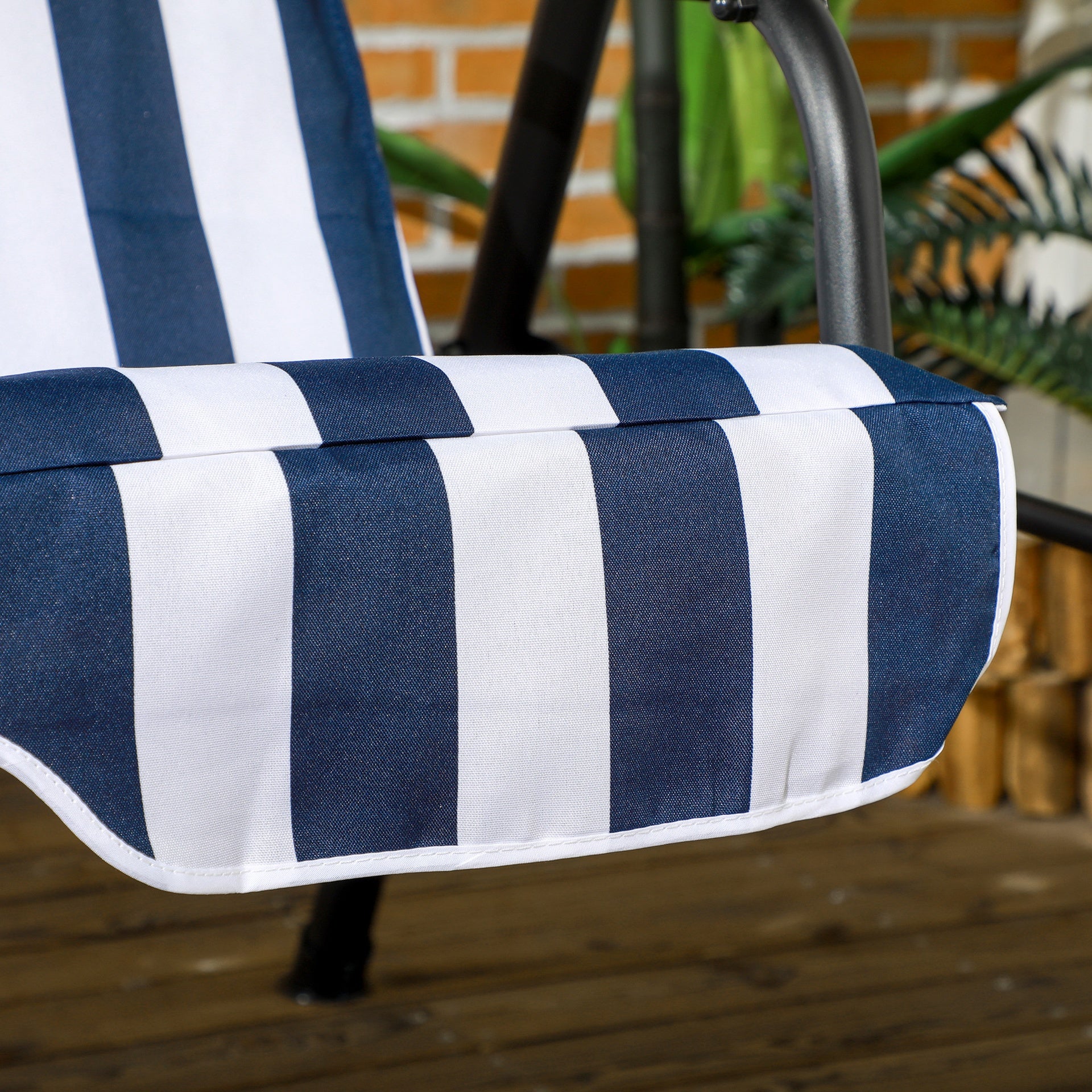 Outsunny 3-Seat Outdoor Patio Swing Chair with Cushion, Steel Frame Stand, Adjustable Tilt Canopy for Patio, Garden, Dark Blue