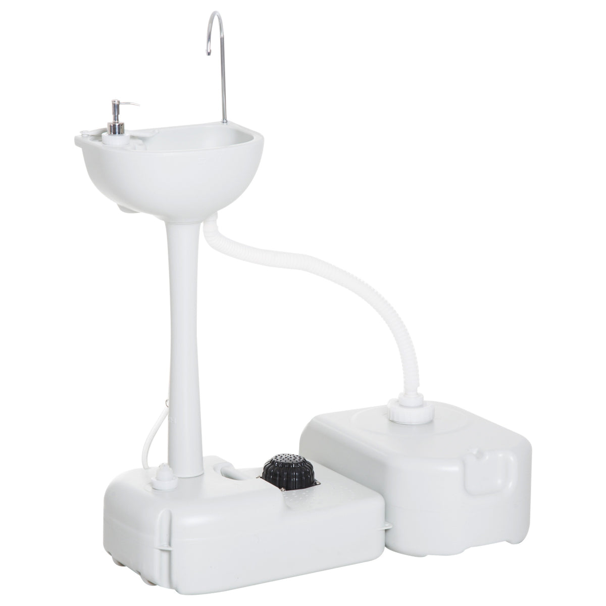 kleankin Portable Camping Sink, Handwashing Station Basin with 4.5 Gal (17 L) Tank, 6.3 Gal (24 L) Recovery Tank, Rolling Wheels & Soap Dispenser for RV, Outdoor Events, Gatherings, HDPE, White