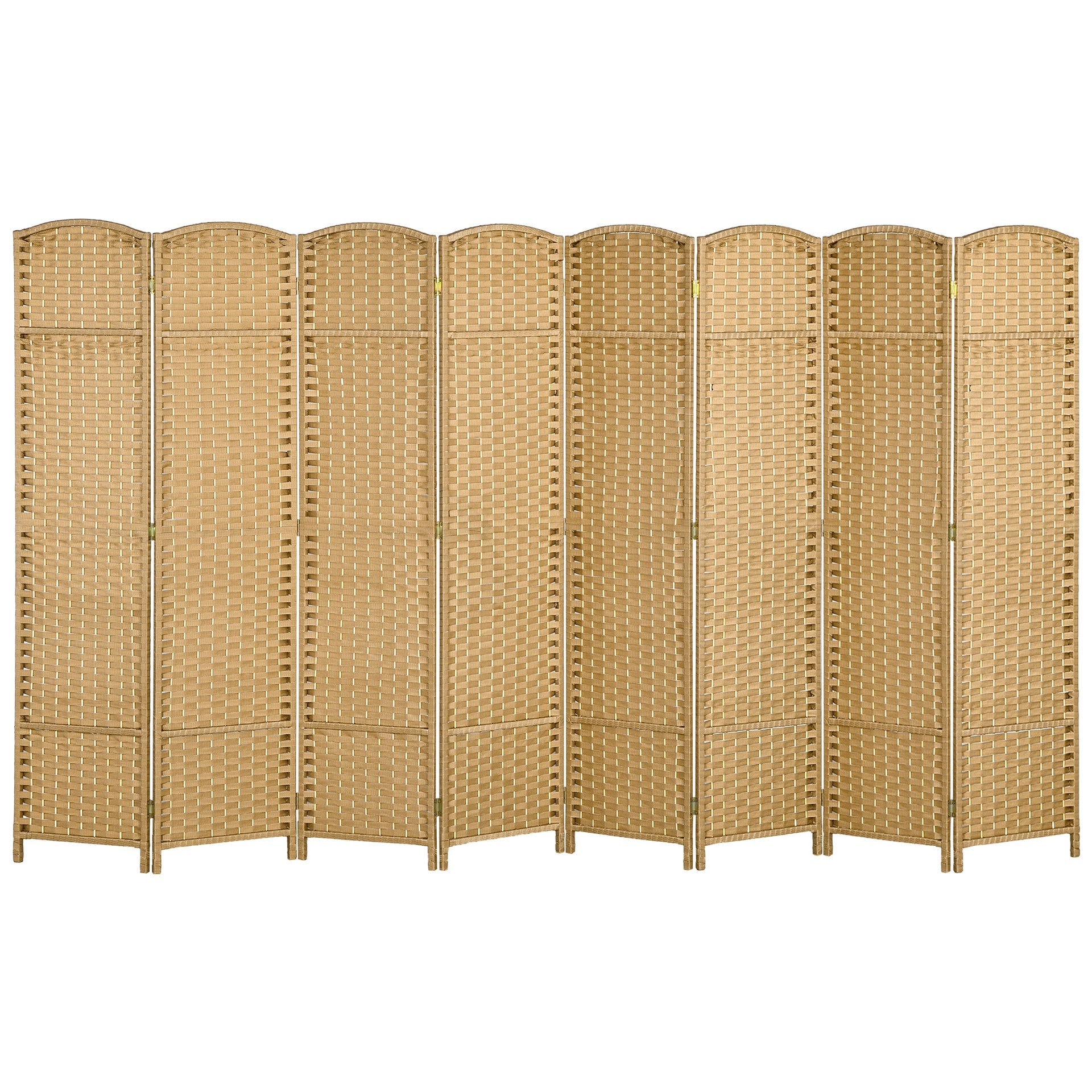HOMCOM Folding Room Divider Screen 8 Panel 5.6 ' Tall Privacy Screen Freestanding Room Partition for Home Office, Nature Wood