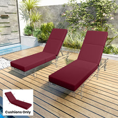 Outsunny Chaise Lounge Cushion, 4" Thick Outdoor Lounge Chair Cushion with Ties for Patio, 21" x 72", Red