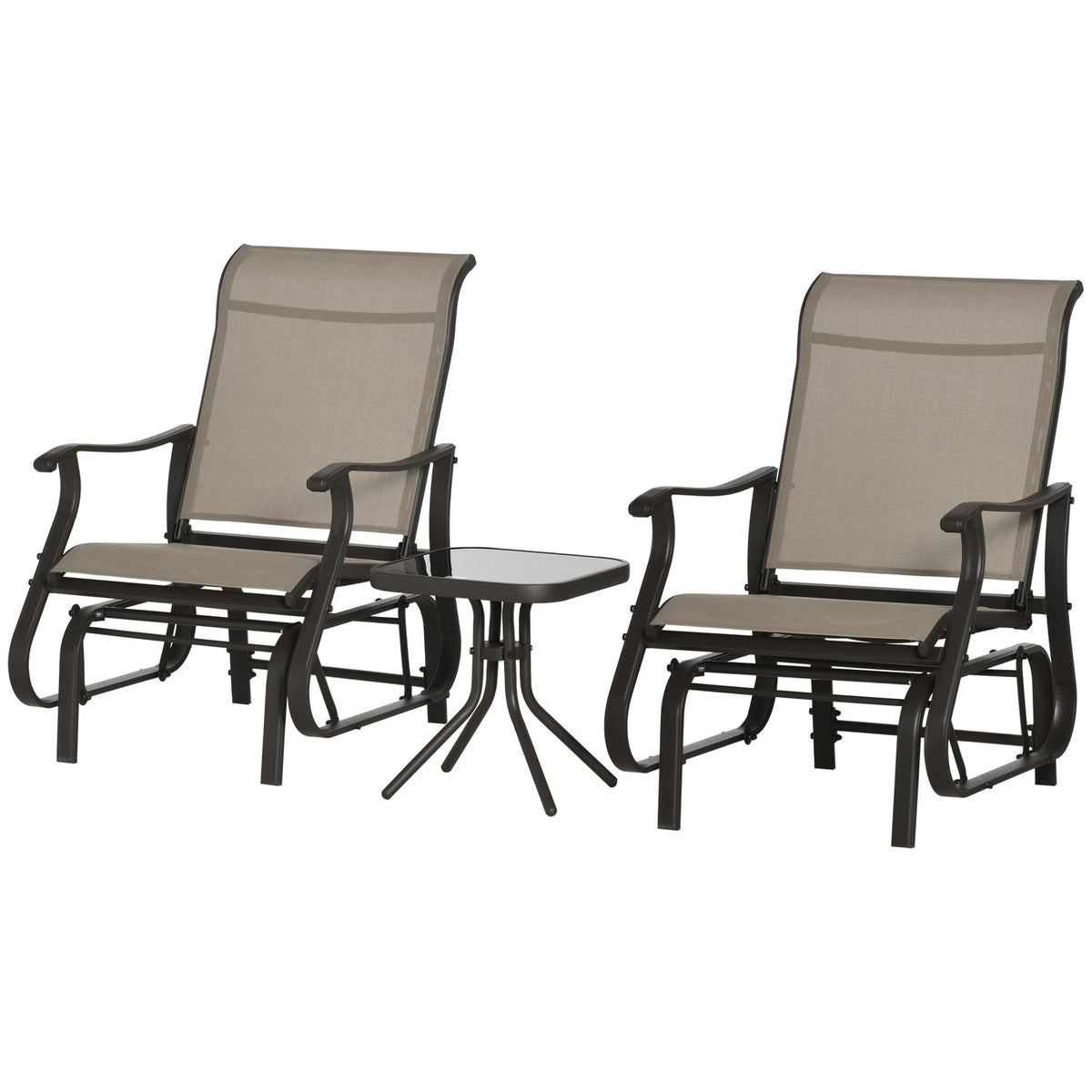 Outsunny Outdoor Gliding Chairs Set Durable Compact for Patio, Bistro Tea Time, Perfect for Couples & Families, Gray