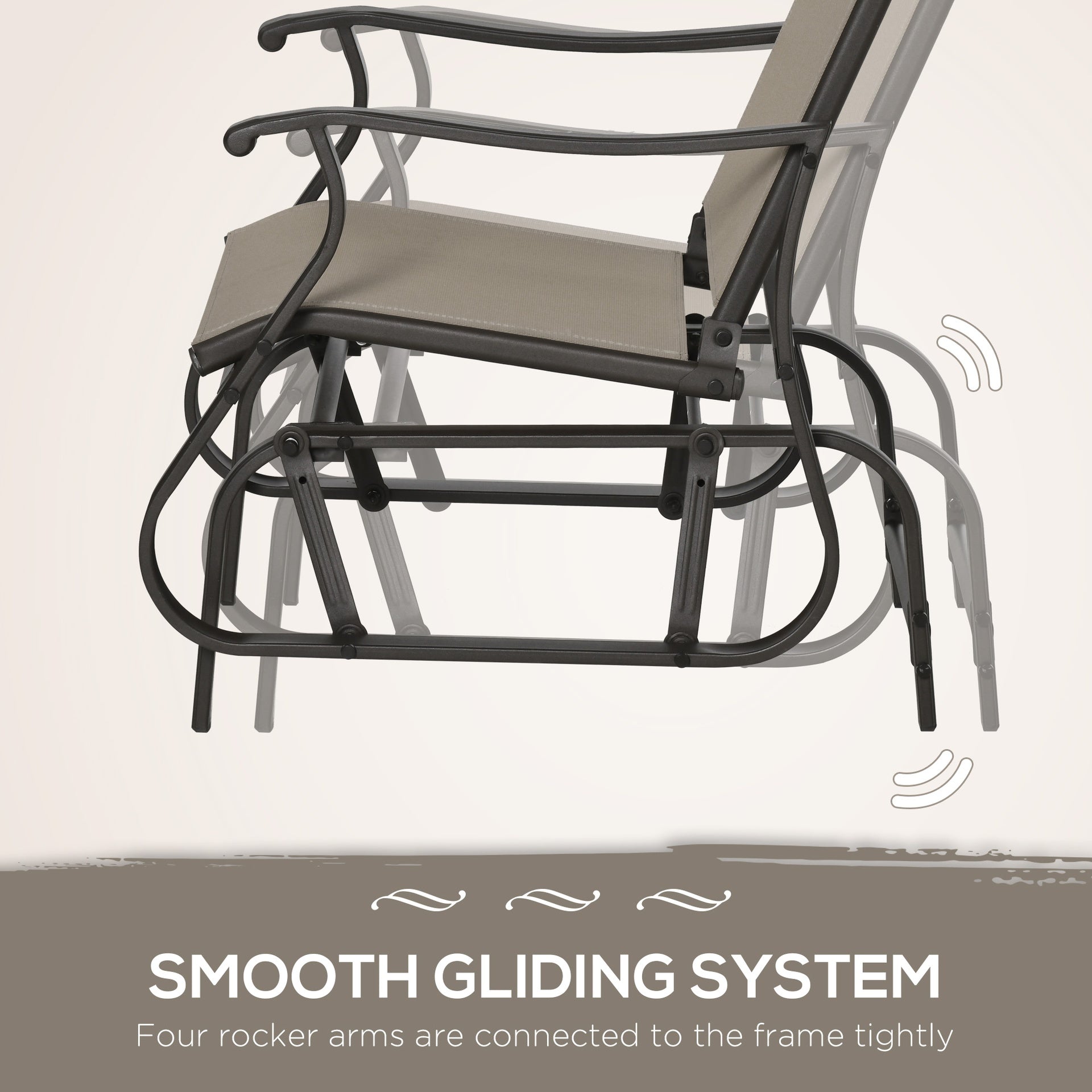 Outsunny Outdoor Gliding Chairs Set Durable Compact for Patio, Bistro Tea Time, Perfect for Couples & Families, Gray