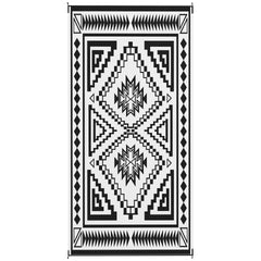 Outsunny Reversible Outdoor Rug, Waterproof Plastic Straw with Carry Bag, 9' x 18', Black & White Square Patchwork