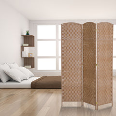 HOMCOM 6' Tall Wicker Weave 3 Panel Room Divider Wall Divider, Natural Wood