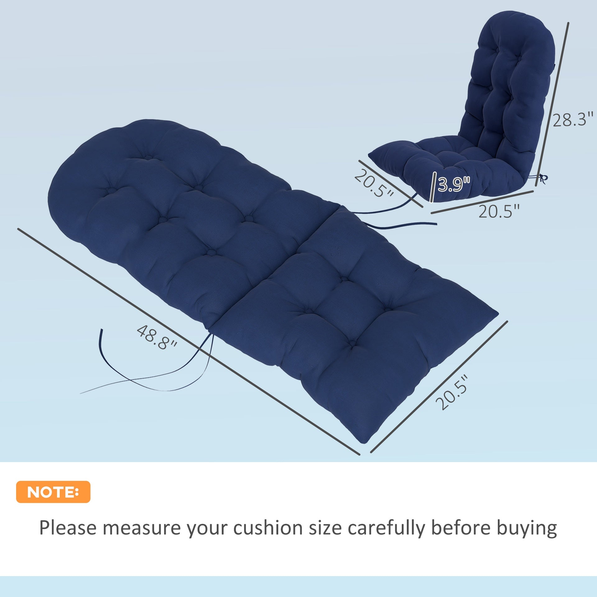 Outsunny Adirondack Chair Cushions Set of 2, Tufted High Back Patio Non-Slip Cushions for Adirondack Chairs, Navy Blue