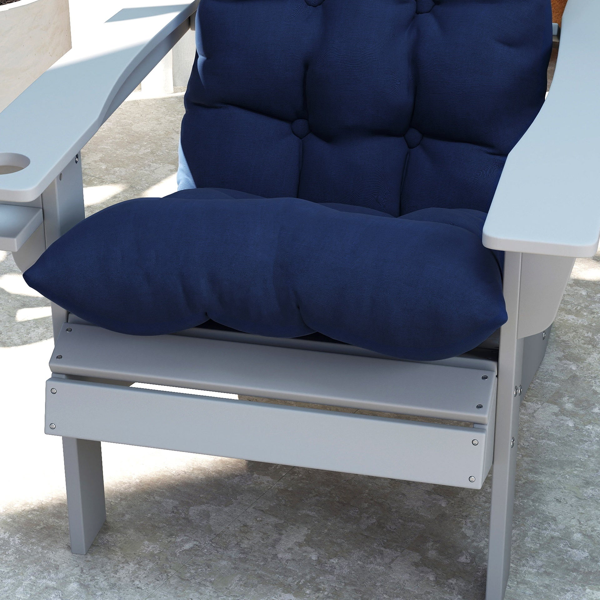 Outsunny Adirondack Chair Cushions Set of 2, Tufted High Back Patio Non-Slip Cushions for Adirondack Chairs, Navy Blue