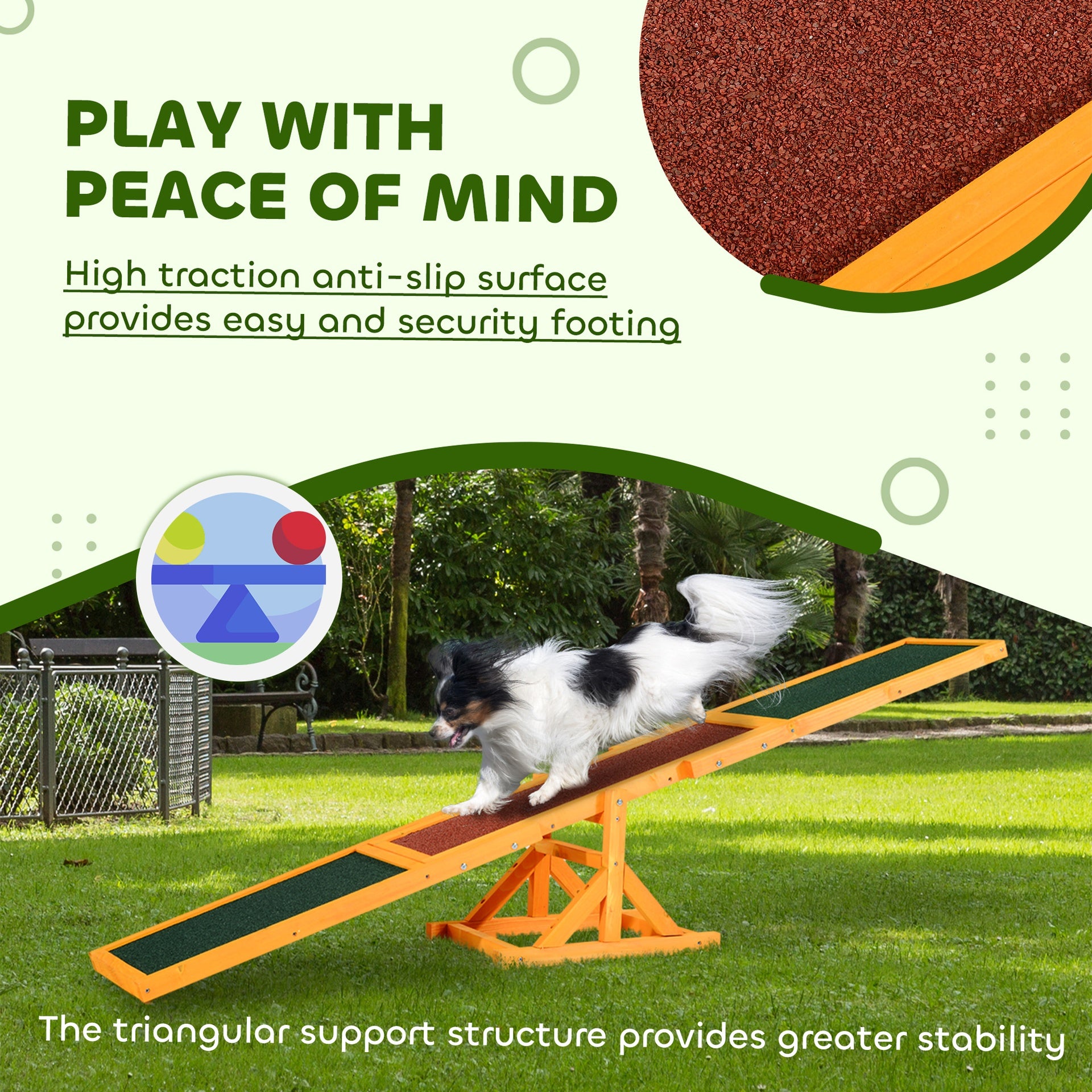 PawHut Wooden Dog Agility Seesaw for Balance Training and Exercise, Platform Equipment Run Game Toy, Weather Resistant Pet Supplies, for Outdoor Backyard, 71" L x 12" W x 12" H, Natural