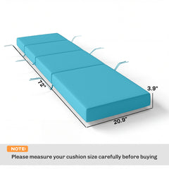 Outsunny Chaise Lounge Cushion, 4" Thick Outdoor Lounge Chair Cushion with Ties for Patio, 21" x 72", Blue