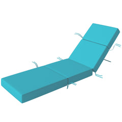 Outsunny Chaise Lounge Cushion, 4" Thick Outdoor Lounge Chair Cushion with Ties for Patio, 21" x 72", Blue