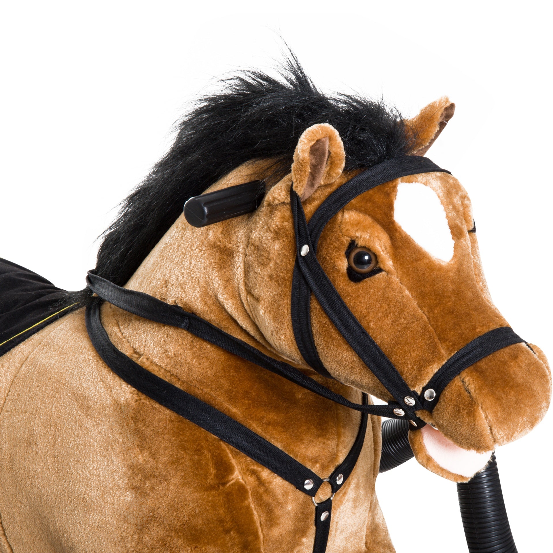 Qaba Durable Kids Plush Spring Rocking Horse, Ride On Rocking Horse with Realistic Sounds, Brown