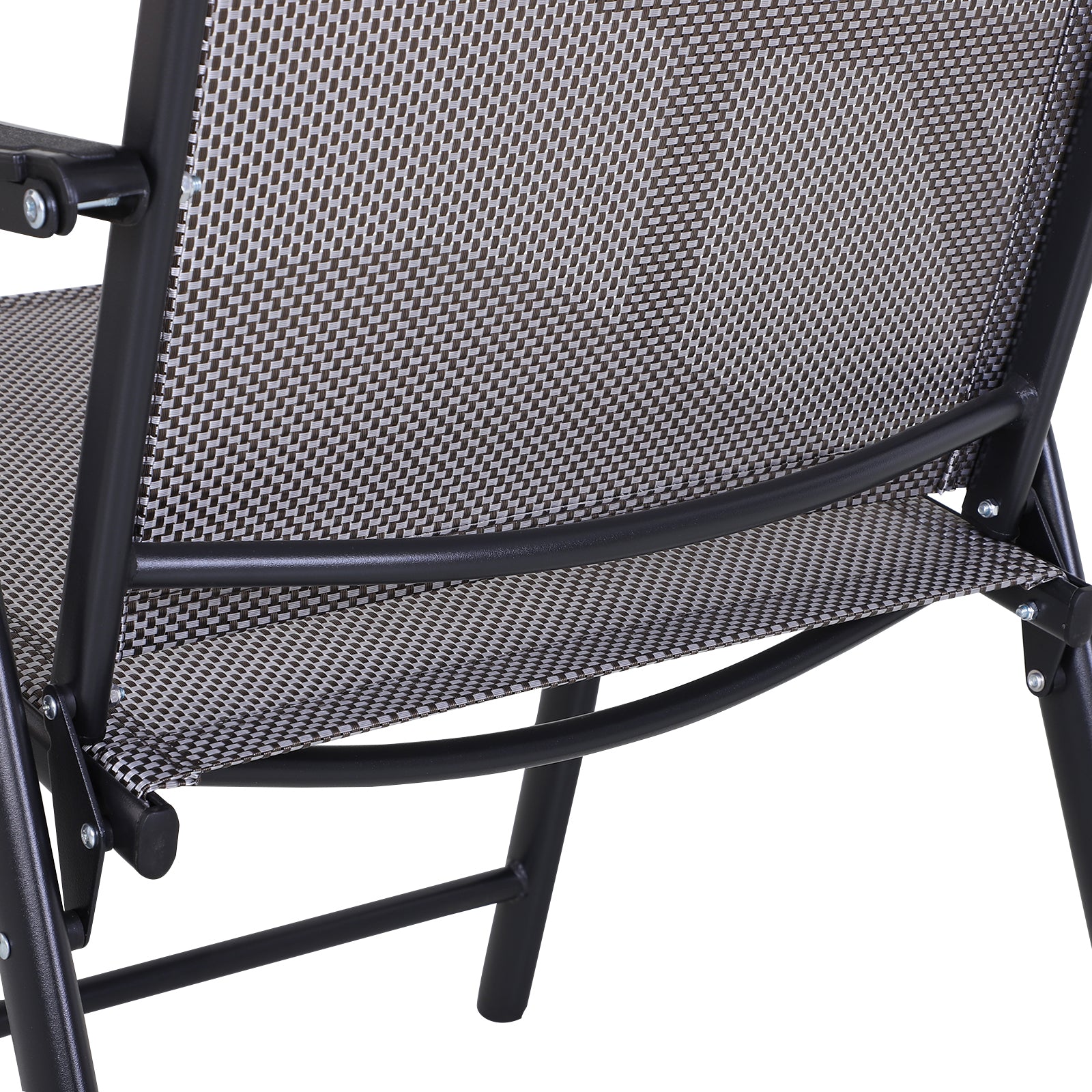 Outsunny Set of 2 Outdoor Folding Chairs, Stackable Patio Dining Chairs with Armrests, Metal Frame, Gray