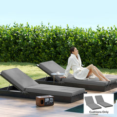 Outsunny 2-Piece Patio Chair Cushions with Backrests, Replacement Cushions for Outdoor Lounge Chair, Gray