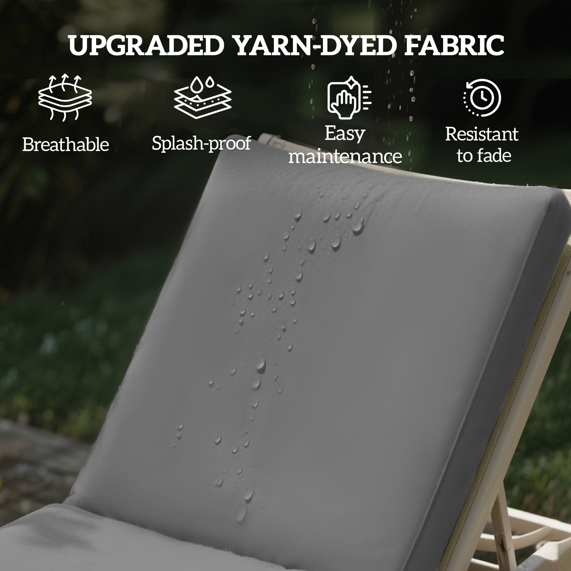 Outsunny 2-Piece Patio Chair Cushions with Backrests, Replacement Cushions for Outdoor Lounge Chair, Gray