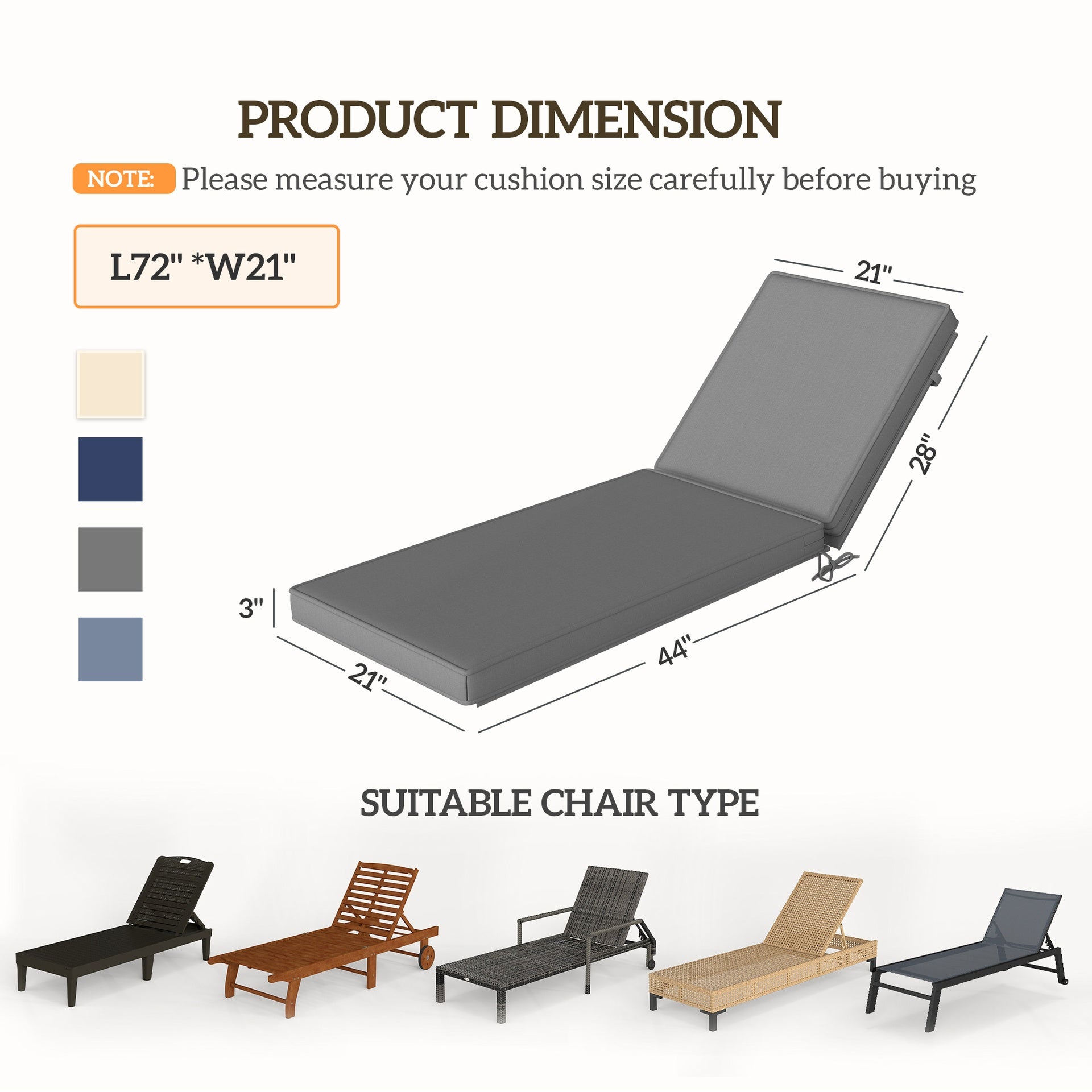 Outsunny 2-Piece Patio Chair Cushions with Backrests, Replacement Cushions for Outdoor Lounge Chair, Gray