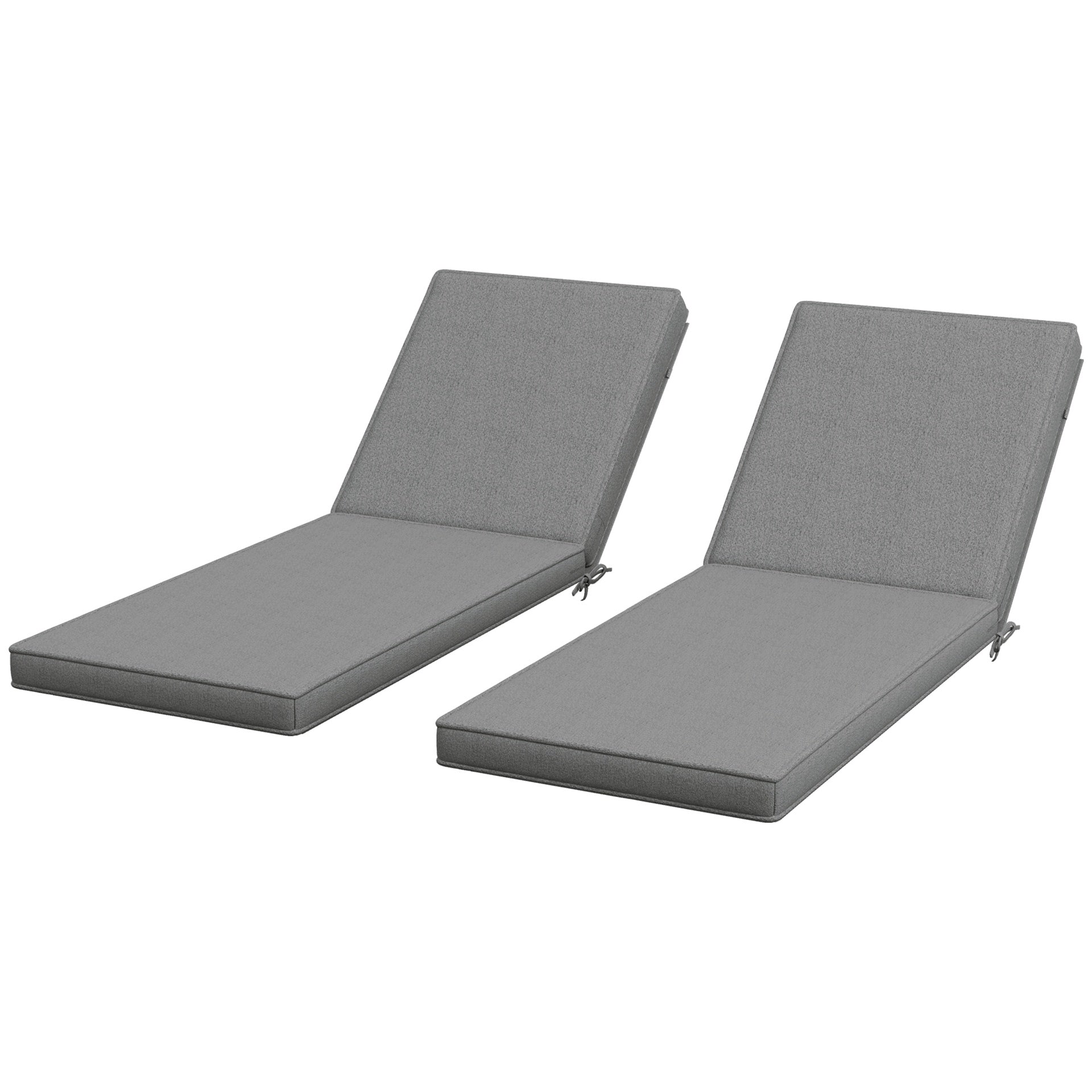 Outsunny 2-Piece Patio Chair Cushions with Backrests, Replacement Cushions for Outdoor Lounge Chair, Gray