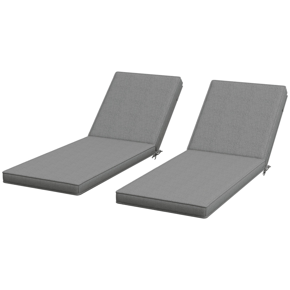 Outsunny 2-Piece Patio Chair Cushions with Backrests, Replacement Cushions for Outdoor Lounge Chair, Gray
