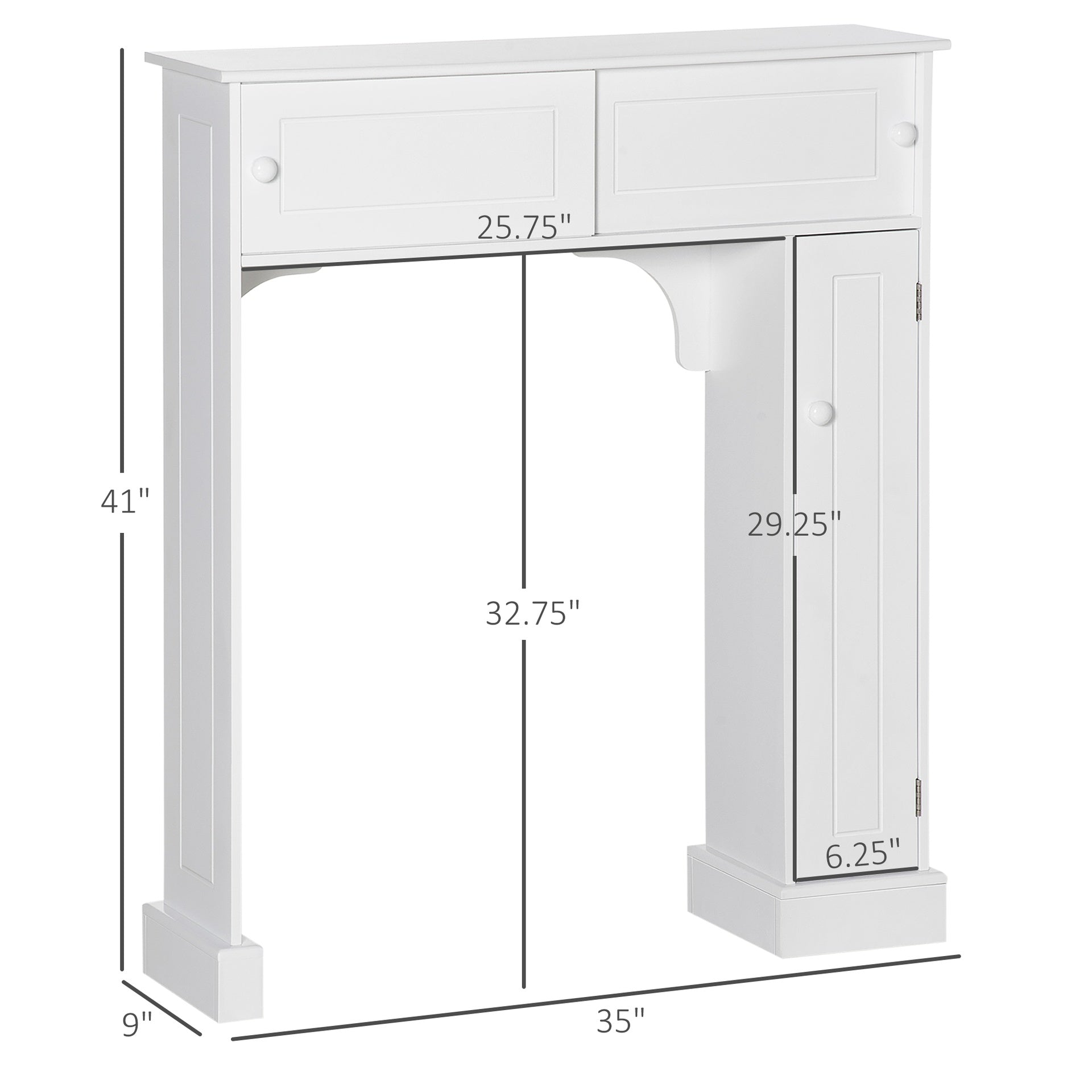 HOMCOM Over The Toilet Bathroom Cabinet, Freestanding Bathroom Storage Organizer with Adjustable Shelves, Toilet Rack, White