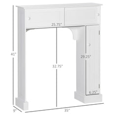 HOMCOM Over The Toilet Bathroom Cabinet, Freestanding Bathroom Storage Organizer with Adjustable Shelves, Toilet Rack, White