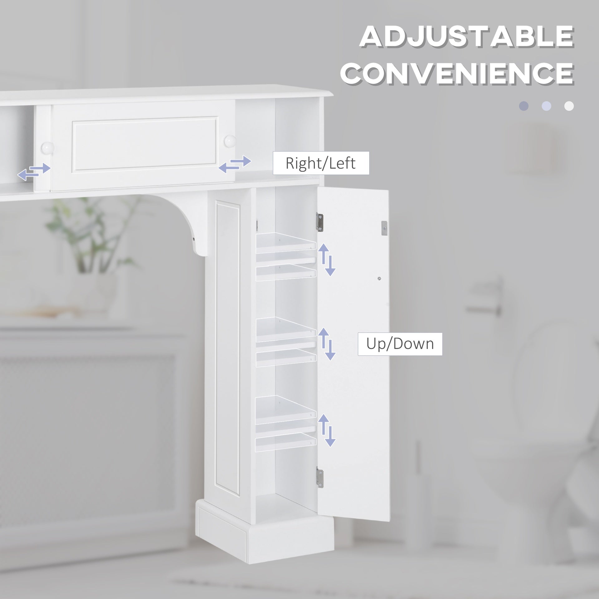 HOMCOM Over The Toilet Bathroom Cabinet, Freestanding Bathroom Storage Organizer with Adjustable Shelves, Toilet Rack, White