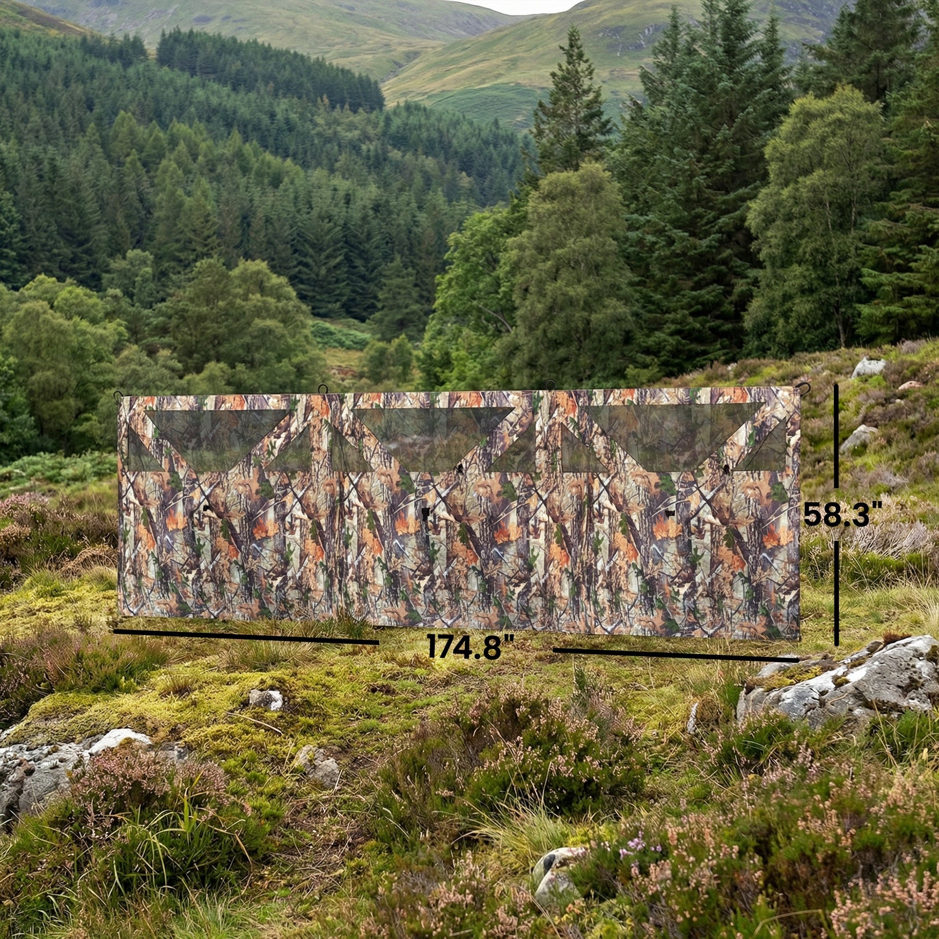 Outsunny Camping Hunting Blind, 3-Panel Blind See Through for Hunting Camping 176" x 58.3" Camouflage