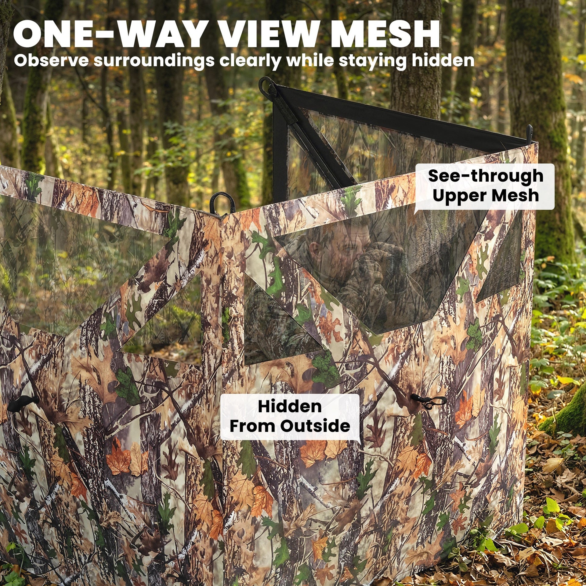 Outsunny Camping Hunting Blind, 3-Panel Blind See Through for Hunting Camping 176" x 58.3" Camouflage