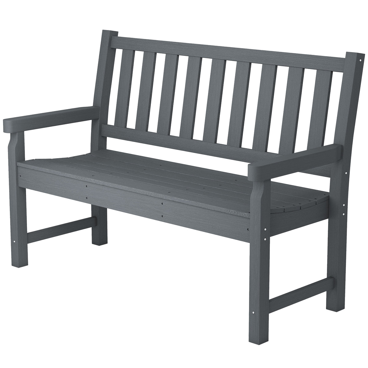 Outsunny 2-Person Garden Bench, HDPE Outdoor Bench with 530 lbs Capacity, Curved Seat for Backyard, Park, Porch, Lawn, Gray