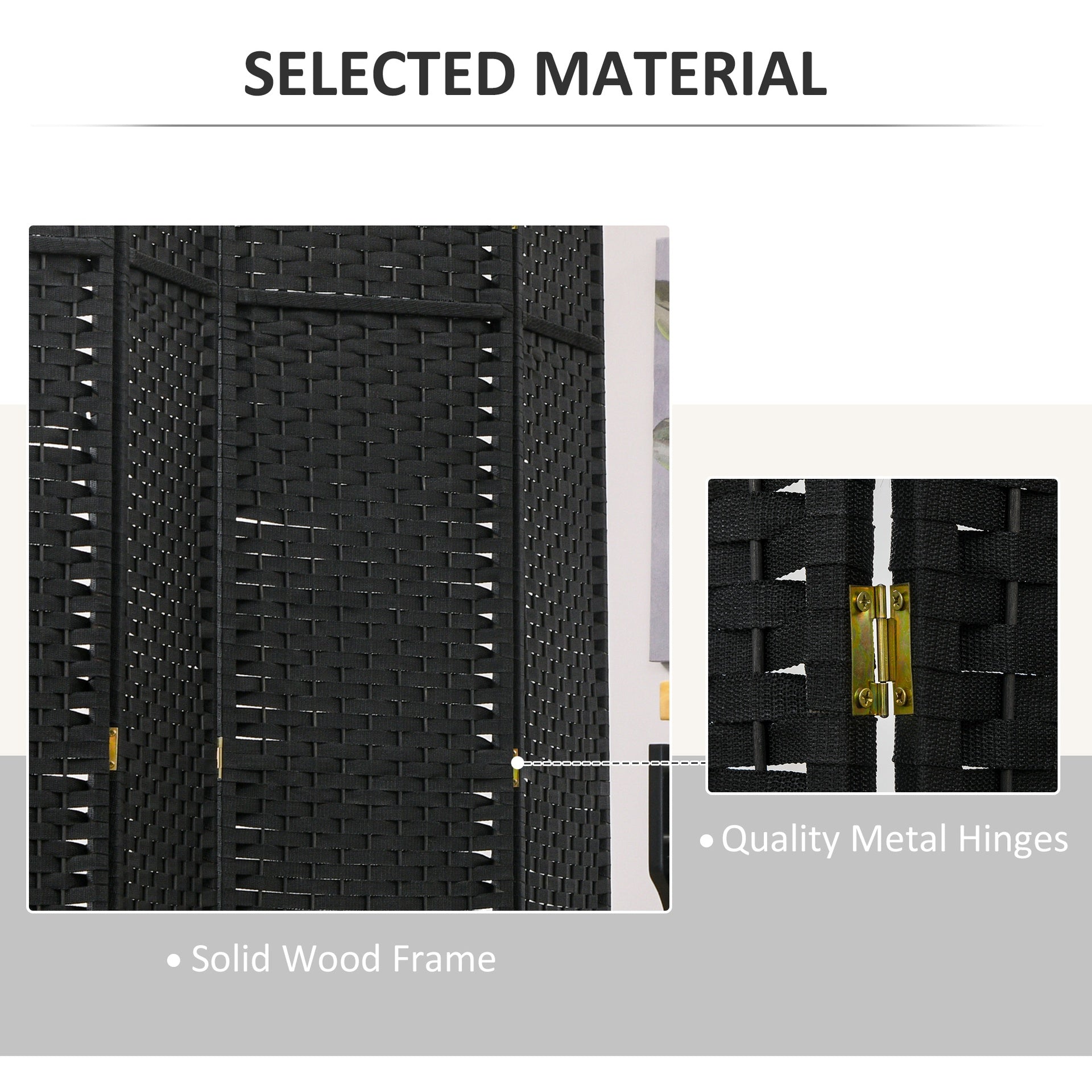 HOMCOM Folding Room Divider Screen 8 Panel 5.6 ' Tall Privacy Screen Freestanding Room Partition for Home Office, Black