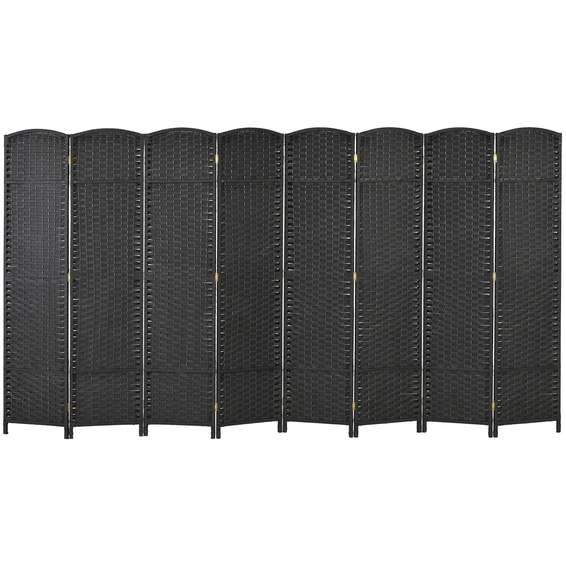 HOMCOM Folding Room Divider Screen 8 Panel 5.6 ' Tall Privacy Screen Freestanding Room Partition for Home Office, Black