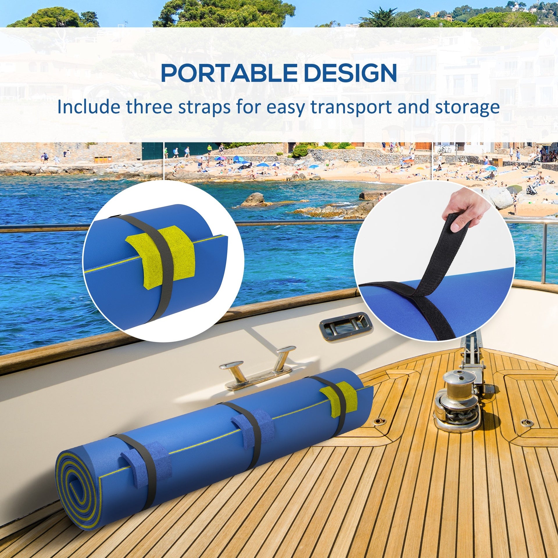 Soozier 9' x 6' Lily Pad Water Mat for 2 Adults, Floating Water Pad for Lake, Pool, Ocean, Beach, and Boating, Blue