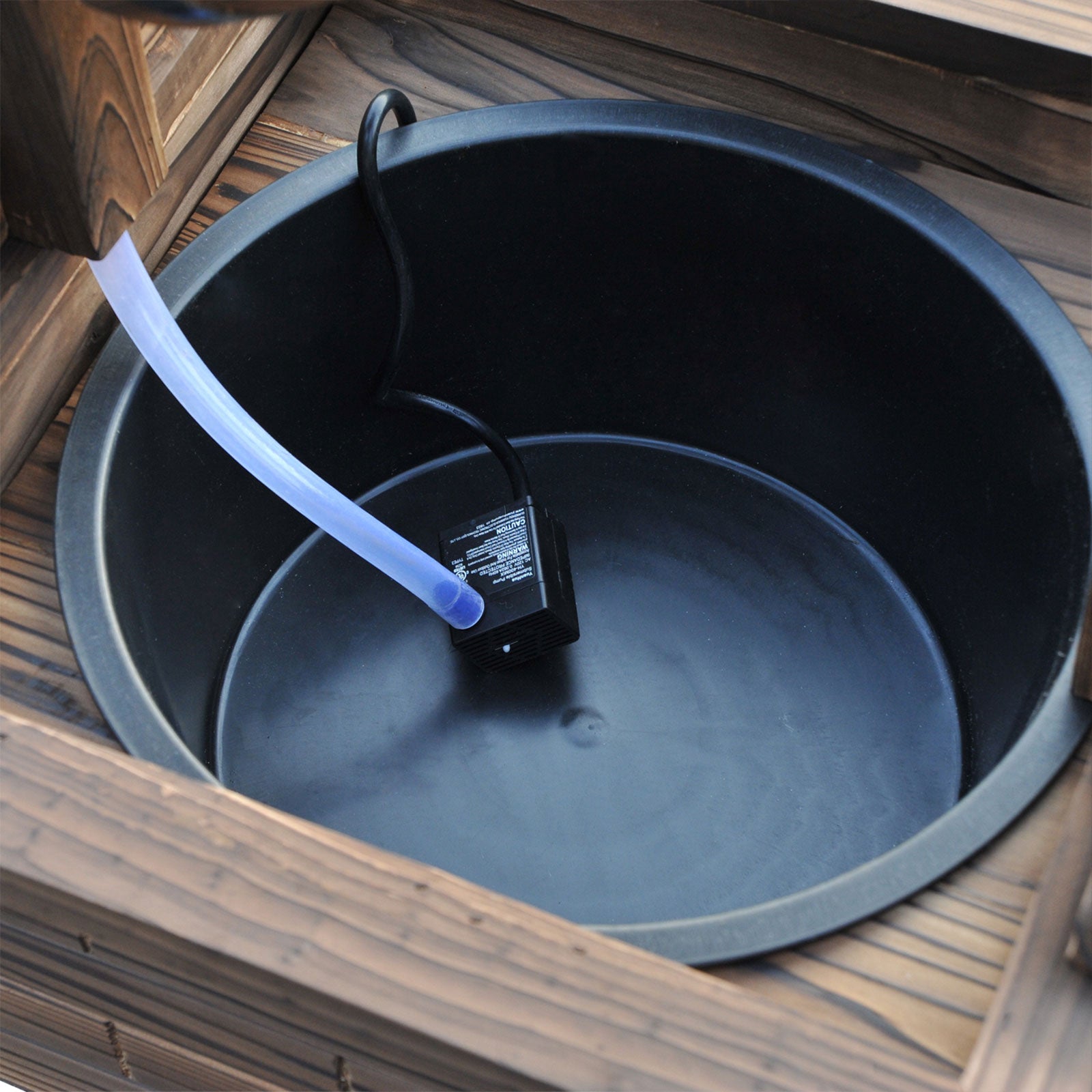 Outsunny Outdoor Wooden Wishing Well Fountain with Adjustable Water Flow Rate, Rustic Waterfall Fountain, Carbonized Finish