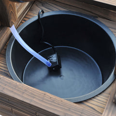 Outsunny Outdoor Wooden Wishing Well Fountain with Adjustable Water Flow Rate, Rustic Waterfall Fountain, Carbonized Finish