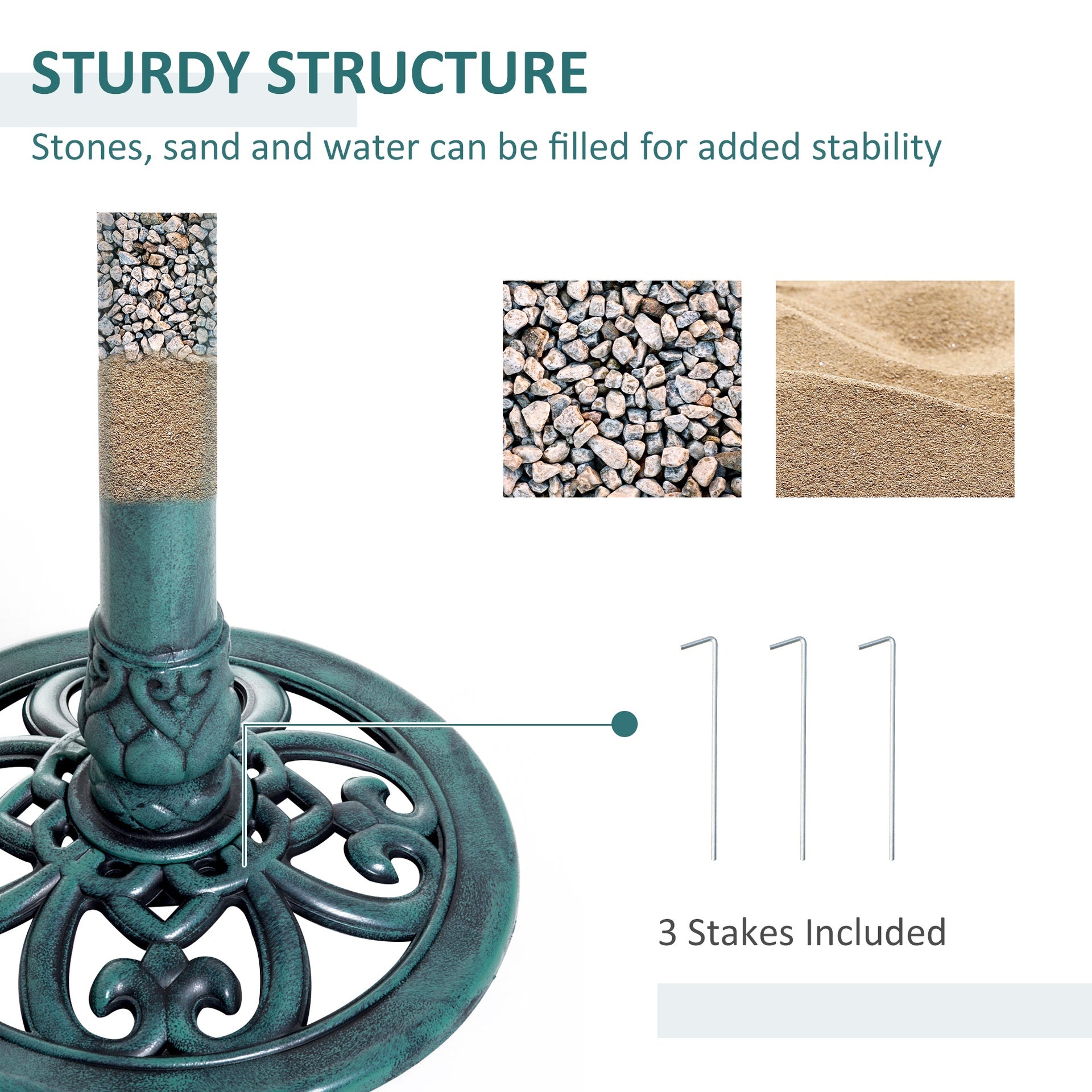 Outsunny 28'' Bird Bath Outdoor Resin Decor with Fleur De Lis Pattern, Time-Worn Finish