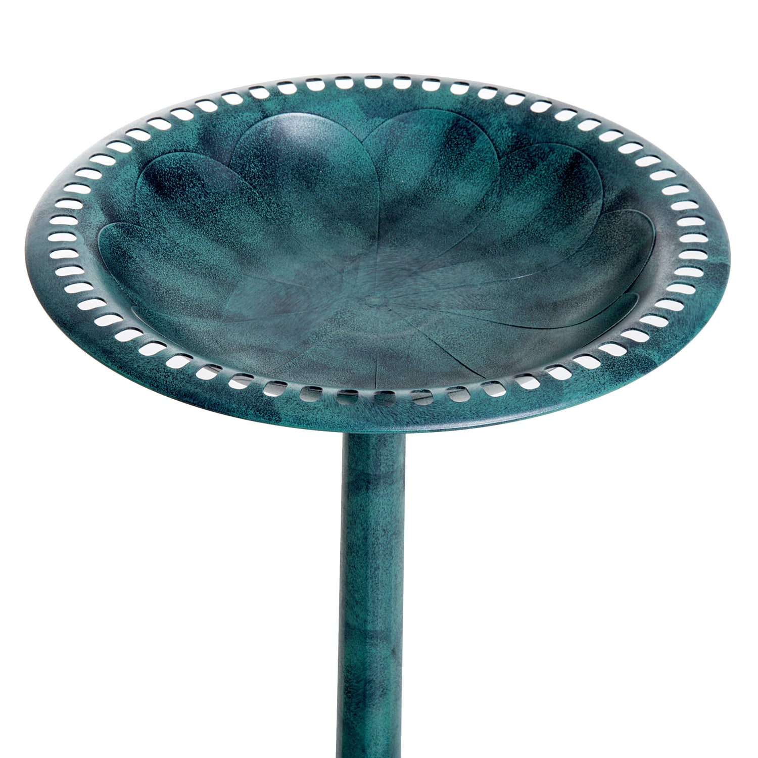 Outsunny 28'' Bird Bath Outdoor Resin Decor with Fleur De Lis Pattern, Time-Worn Finish