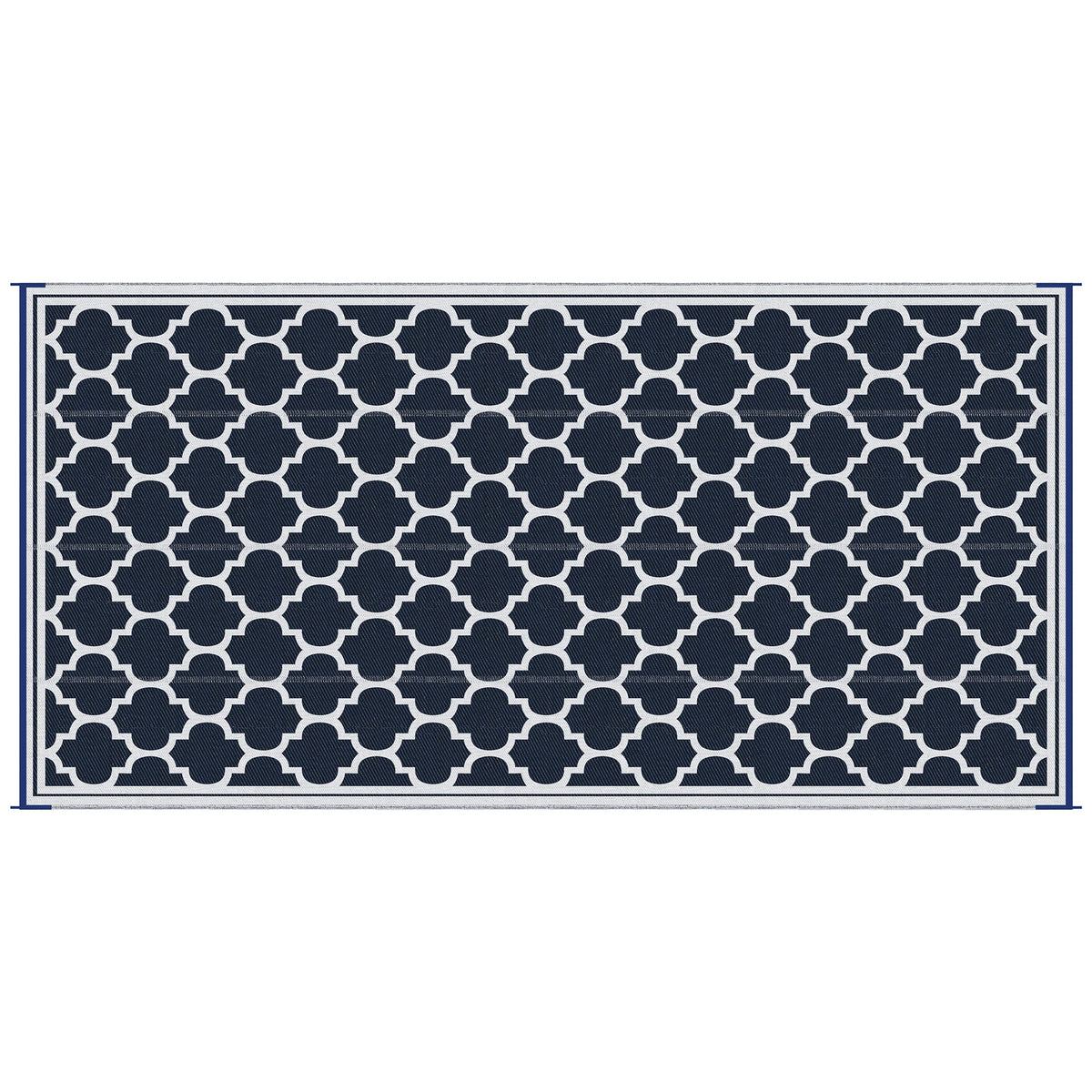 Outsunny Reversible Outdoor Rug, 9' x 18' Waterproof Plastic Straw Floor Mat, Portable RV Camping Carpet, Large Floor Mat for Backyard, Deck, Picnic, Beach, Blue & White