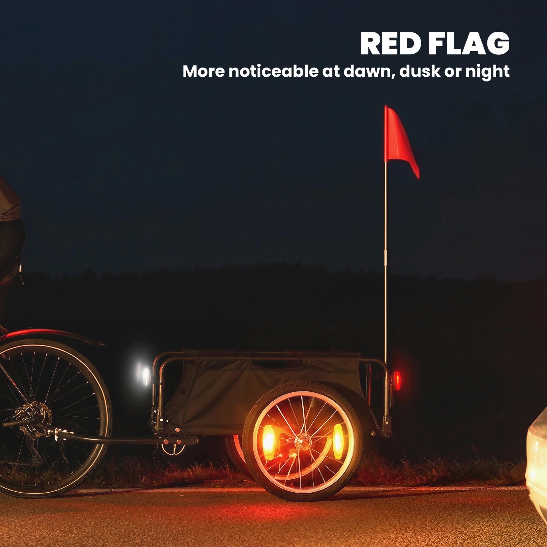 Soozier Bike Cargo Trailer, Bicycle Trailer Wagon Cart with Quick Release 16" Pneumatic Wheels, Aluminum Rims, Red Flag, Black