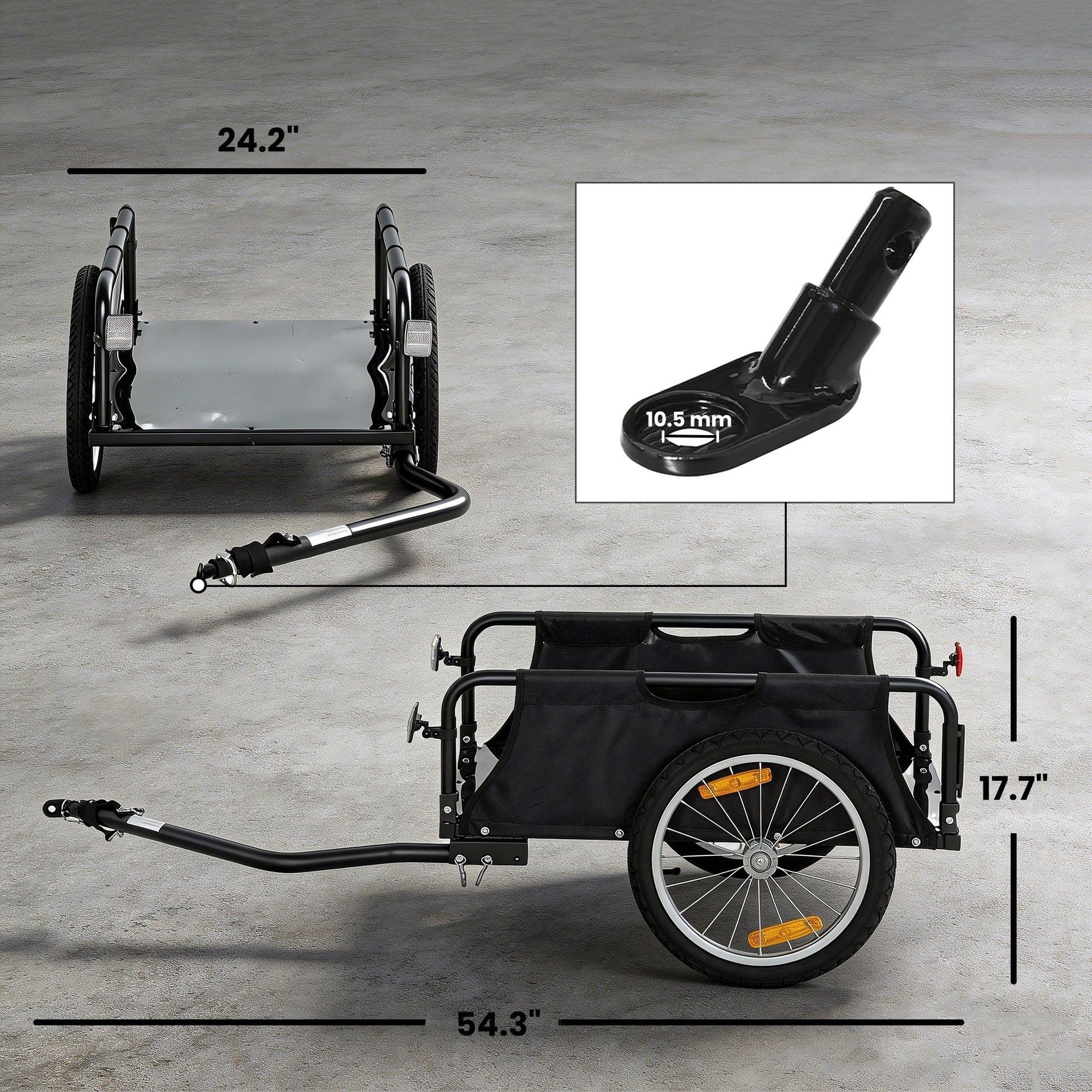 Soozier Bike Cargo Trailer, Bicycle Trailer Wagon Cart with Quick Release 16" Pneumatic Wheels, Aluminum Rims, Red Flag, Black