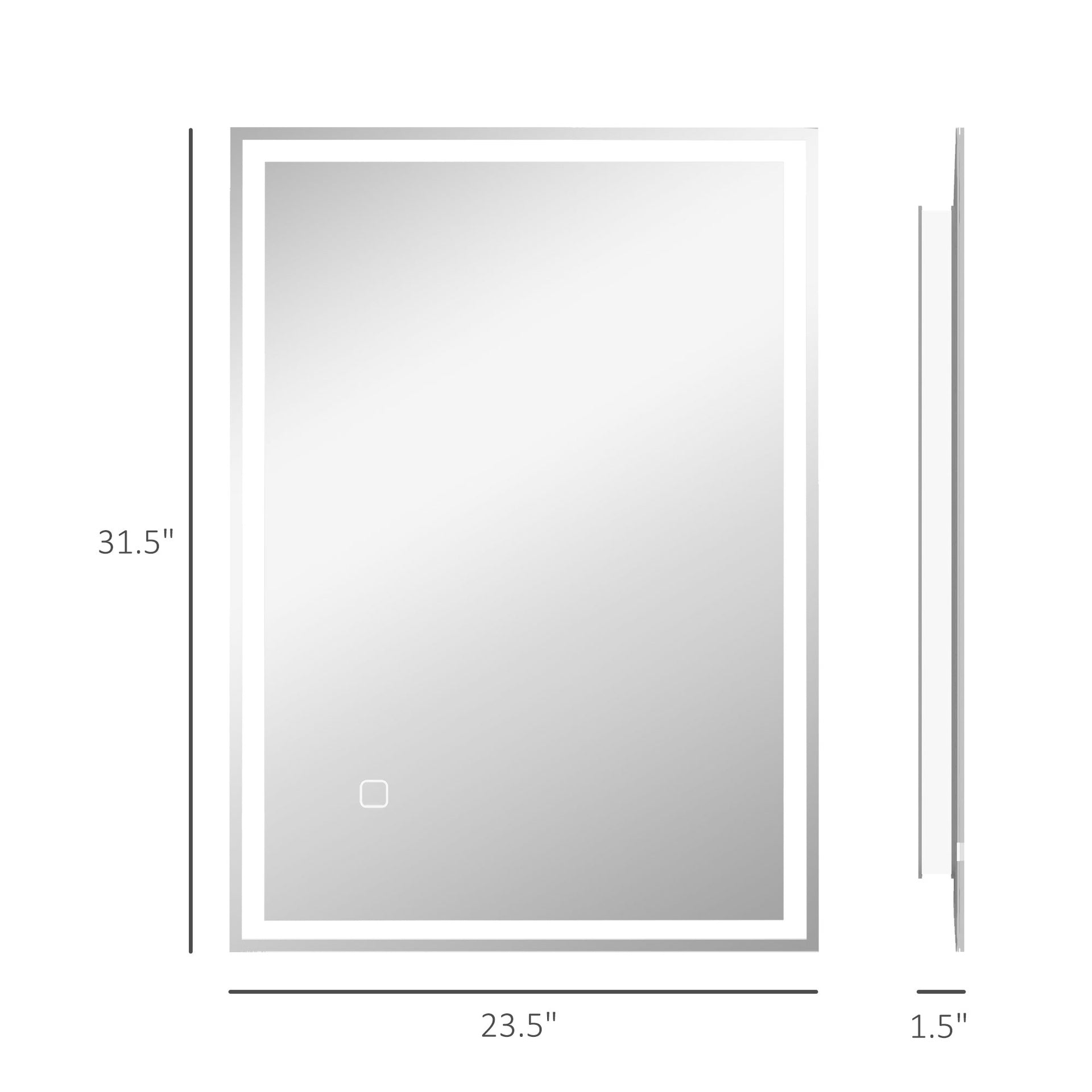 HOMCOM 32" x 24" Bathroom Mirror with LED Lights, Dimmable Makeup Mirror, Vanity Mirror with 3 Colors, Smart Touch