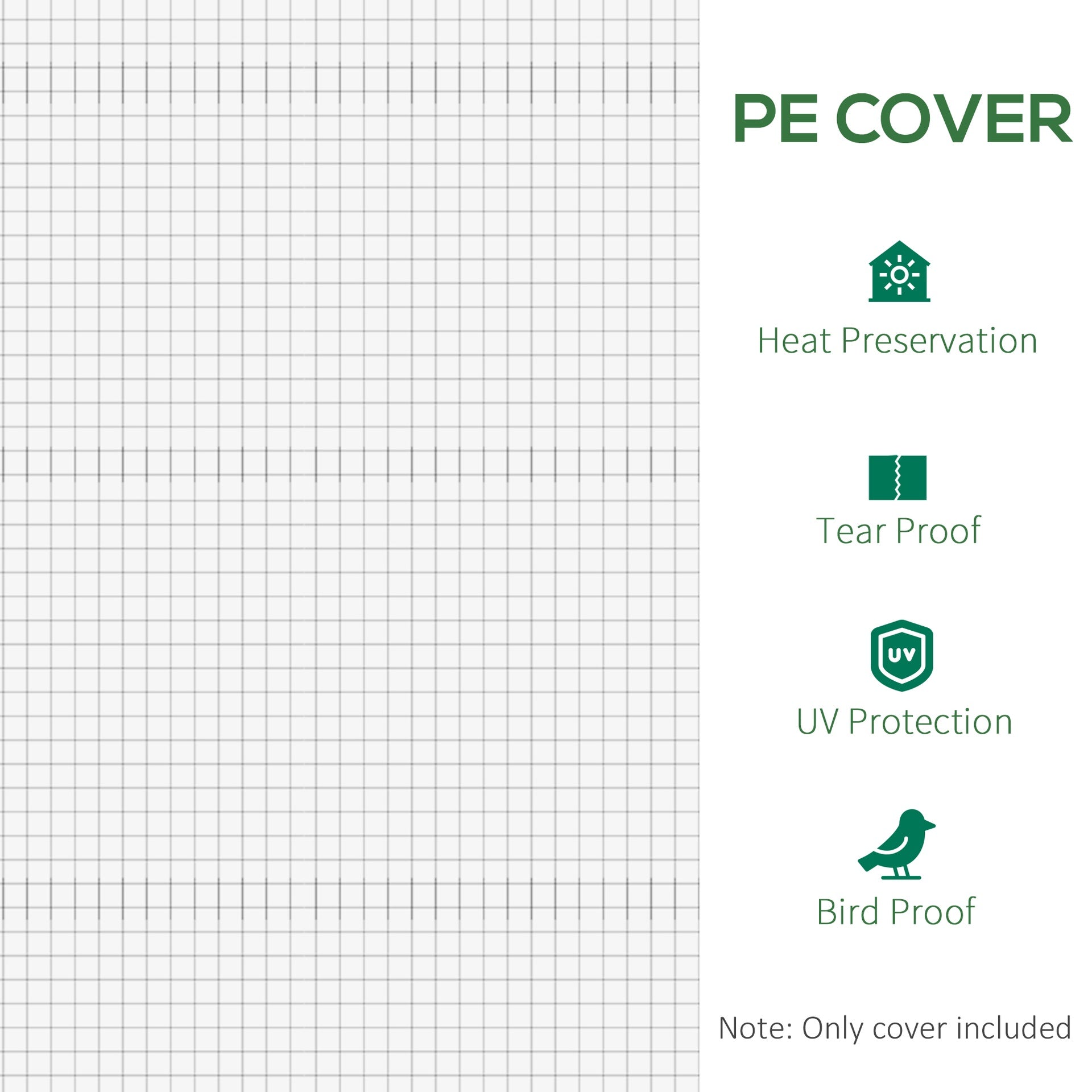 Outsunny 19.7' x 9.8' x 6.6' Plastic Greenhouse Cover Replacement, Heavy Duty Waterproof Tarp for Hoop House, Sheeting with 12 Windows, Door & Reinforcement Grid, White