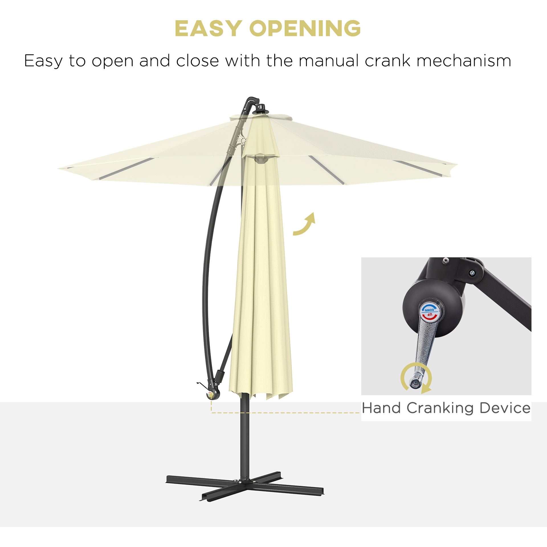Outsunny 10' Cantilever Tilt Offset Patio Umbrella w/ UV & Water Safe Material & Cross Base (Weight Not Included), Beige