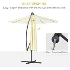 Outsunny 10' Cantilever Tilt Offset Patio Umbrella w/ UV & Water Safe Material & Cross Base (Weight Not Included), Beige