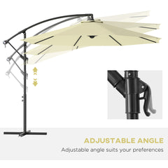 Outsunny 10' Cantilever Tilt Offset Patio Umbrella w/ UV & Water Safe Material & Cross Base (Weight Not Included), Beige