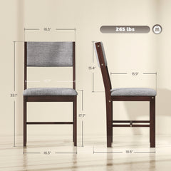 HOMCOM Modern Dining Chairs Set of 4, Linen Fabric Kitchen Chairs with Rubberwood Legs for Dining Room, Living Room, Gray