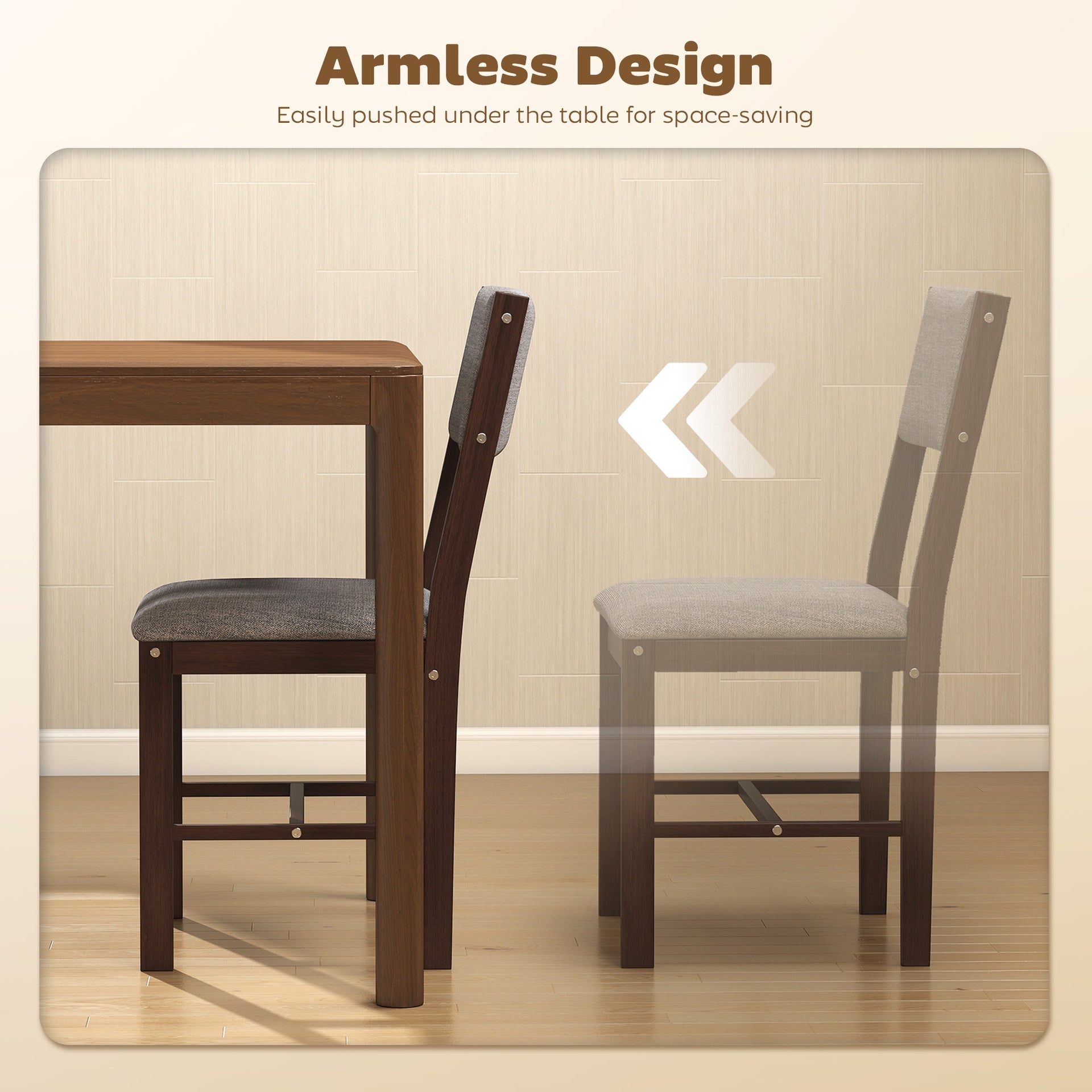 HOMCOM Modern Dining Chairs Set of 4, Linen Fabric Kitchen Chairs with Rubberwood Legs for Dining Room, Living Room, Gray