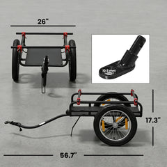 Soozier 2-In-1 Bike Cargo Trailer & Wagon Cart, Multi-Use Bicycle Trailer with Quick Release 16" Pneumatic Wheels, Kickstand