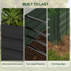 Outsunny Galvanized Steel Planter Box with Crop Cage and Shade Cloth, Raised Garden Bed for Flowers, Veggies and Herbs, Gray