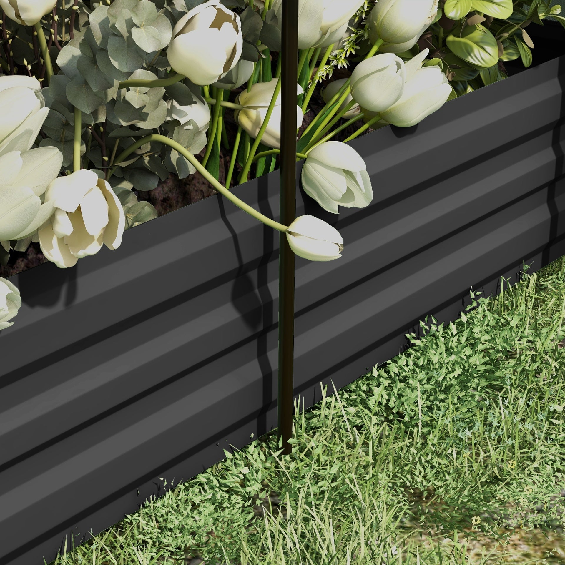 Outsunny Galvanized Steel Planter Box with Crop Cage and Shade Cloth, Raised Garden Bed for Flowers, Veggies and Herbs, Gray