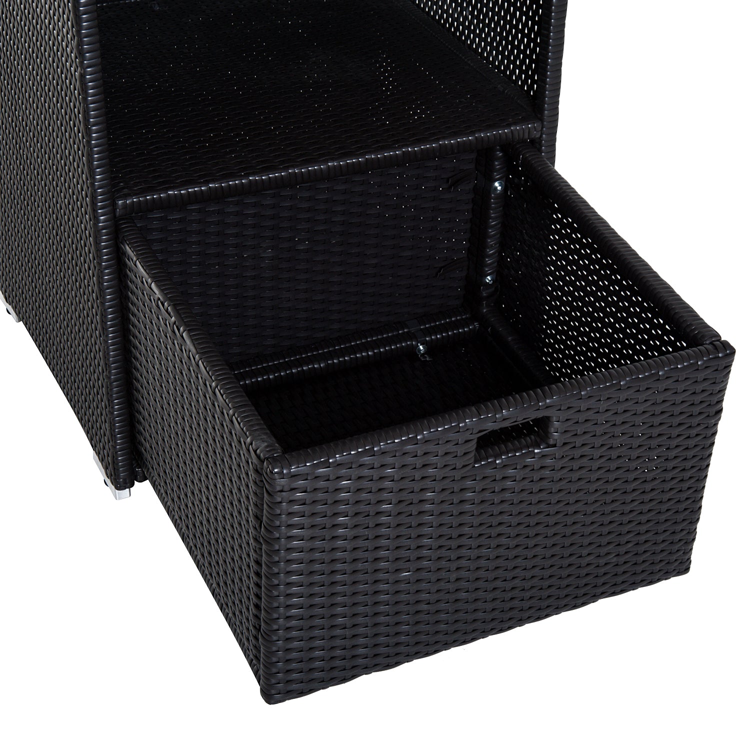 Outsunny Poolside Towel Cabinet, Rattan Wicker with Storage,2-Tier Shelves and Bottom Drawer, for Pool, Patio Backyard, 47", Dark Brown