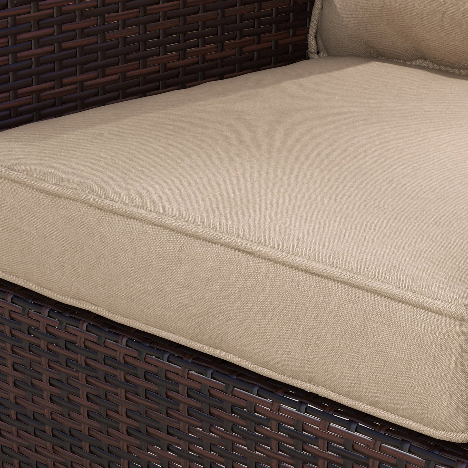 Outsunny Patio Chair Cushions Set of 2 with Seat & Backrest, Fade Resistant Seat Replacement Cushion Set, Beige