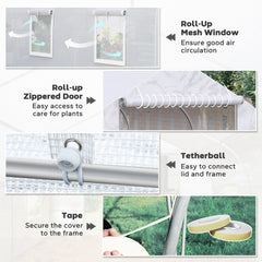 Outsunny Walk In Tunnel Greenhouse, Portable Outdoor Plant House with Roll Up Doors