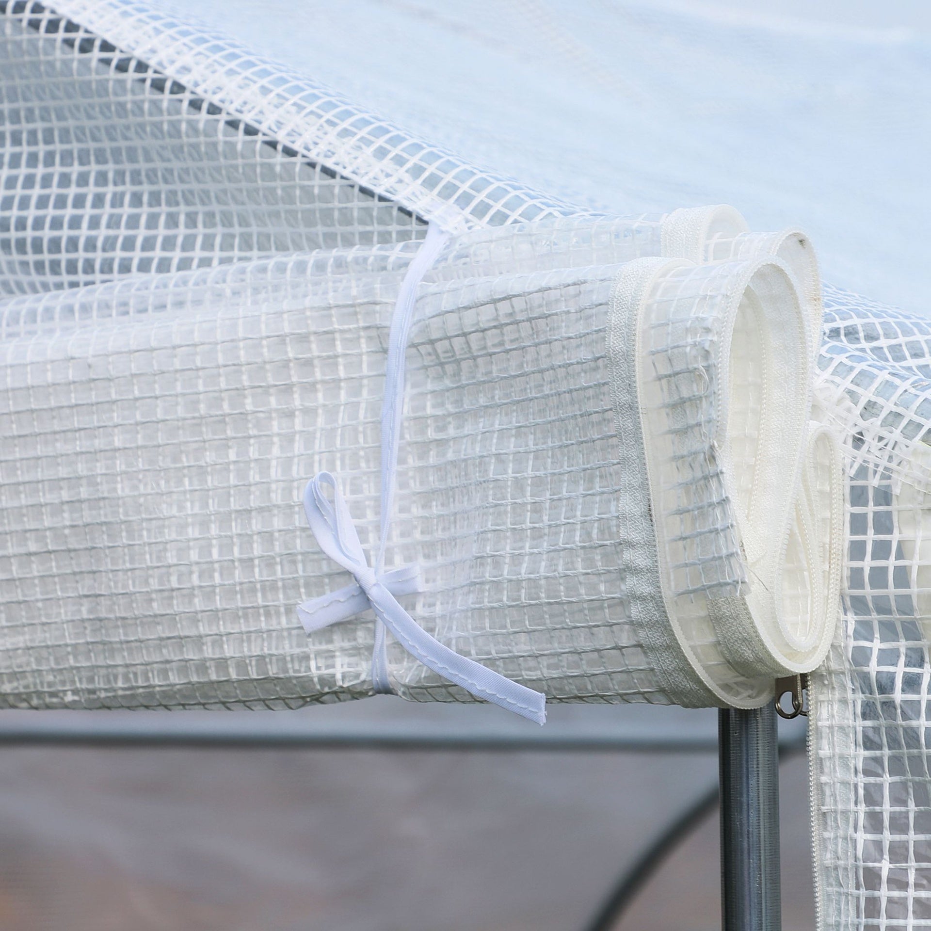 Outsunny Walk In Tunnel Greenhouse, Portable Outdoor Plant House with Roll Up Doors